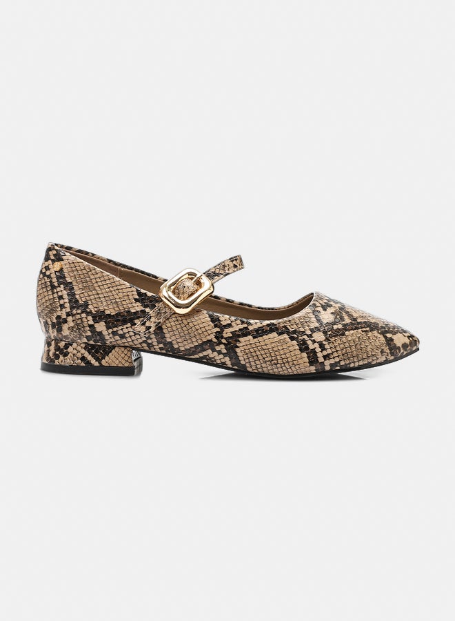 Dejavu Shoes HOT-DVTX-009 Mary Jane Heeled Ballerina With Snake Textile Texture For Women - Image 1
