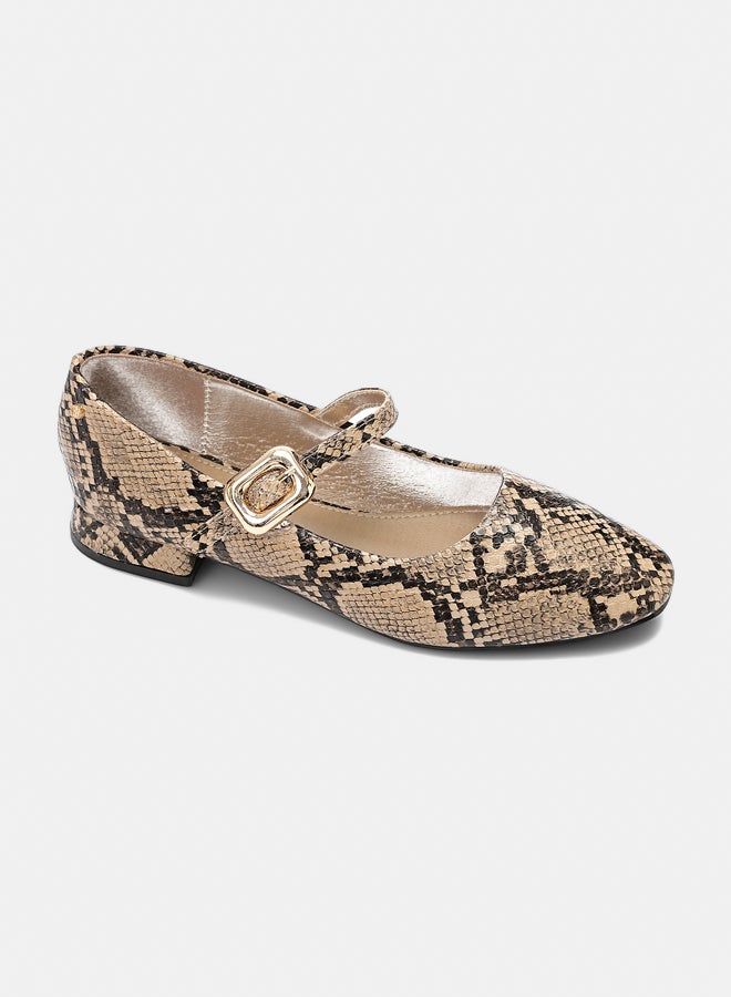 Dejavu Shoes HOT-DVTX-009 Mary Jane Heeled Ballerina With Snake Textile Texture For Women - Image 2