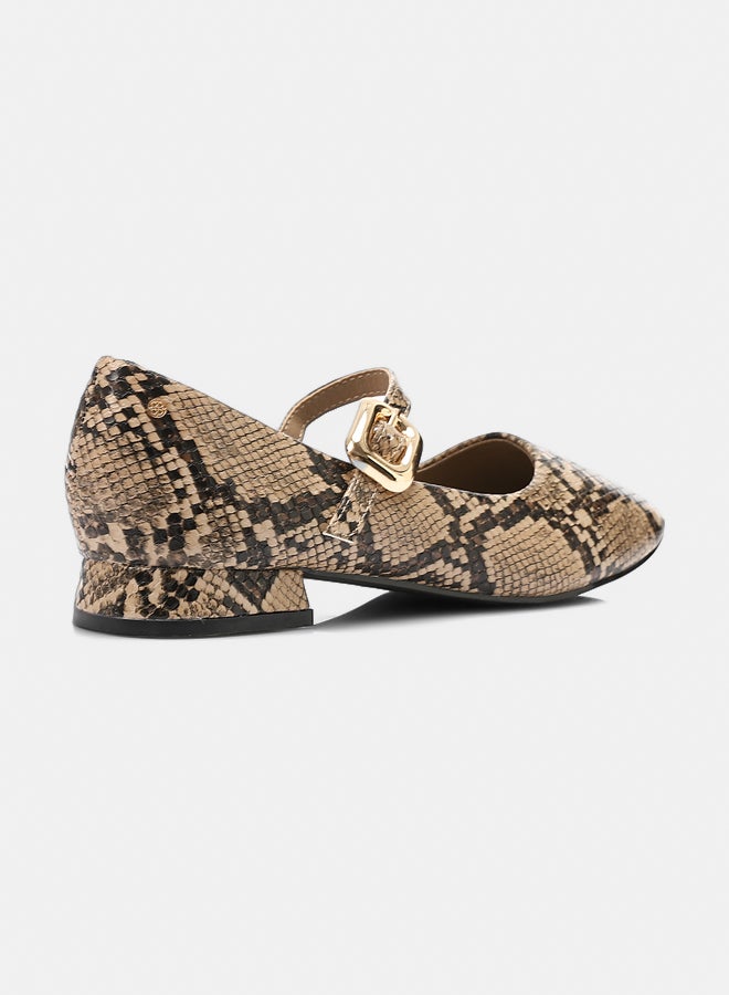 Dejavu Shoes HOT-DVTX-009 Mary Jane Heeled Ballerina With Snake Textile Texture For Women - Image 3