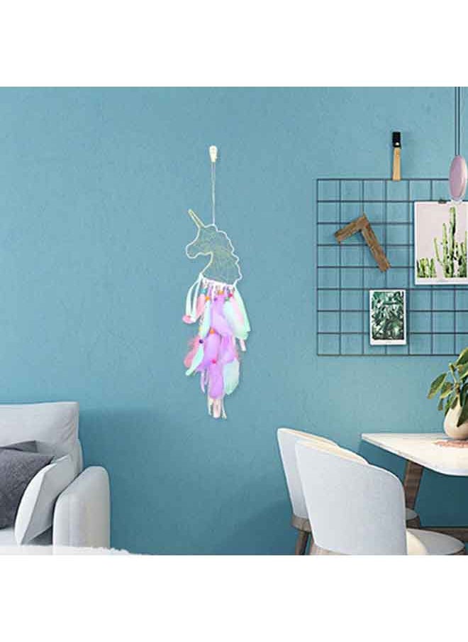 ماركة غير محددة صائد أحلام إيوليان بيل مصنوع يدوياً بتصميم يونيكورن متعدد الألوان One Size  - Image 3