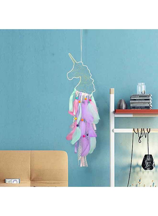 ماركة غير محددة صائد أحلام إيوليان بيل مصنوع يدوياً بتصميم يونيكورن متعدد الألوان One Size  - Image 2