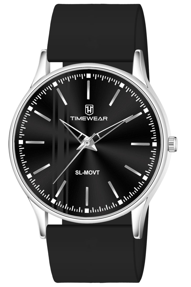 TIMEWEAR Analog Black Dial, Black Silicone Strap Watch for Men - Image 1
