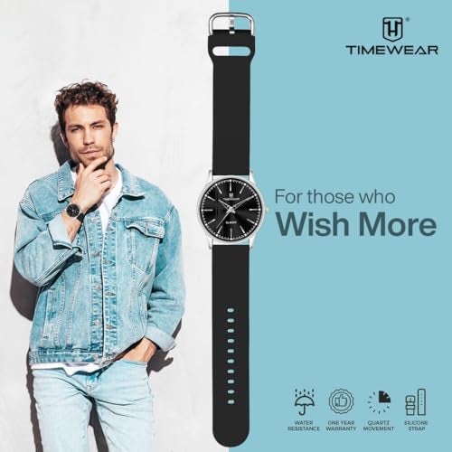 TIMEWEAR Analog Black Dial, Black Silicone Strap Watch for Men - Image 2