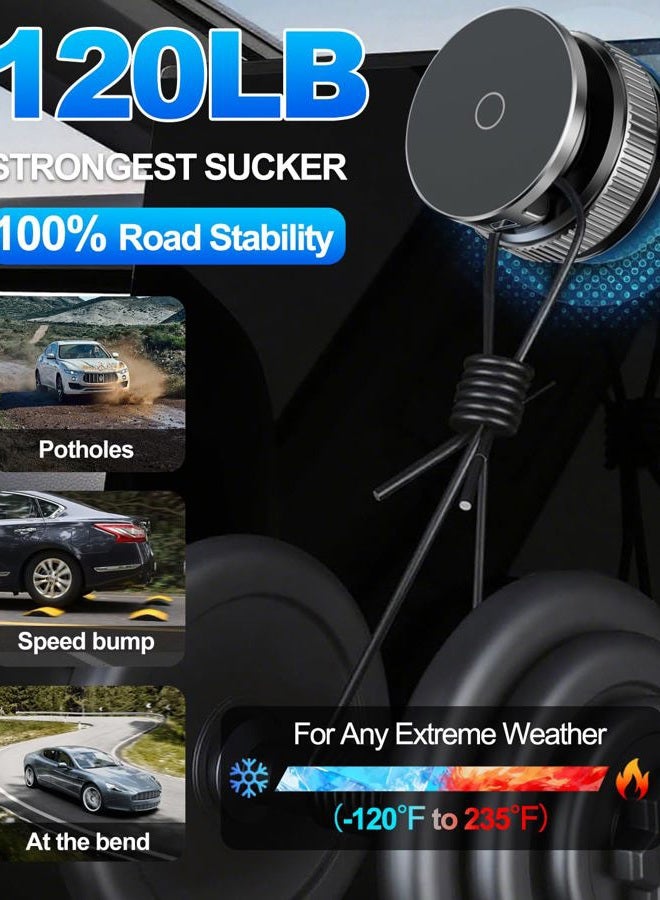 WEKEFON Car Phone Holder for Magsafe,360° Adjustable Suction Cup Phone Mount,Foldable Suction Cup Phone Mount,Phone Holders for Your Car for iPhone 16 15 14 13 12 Pro Max Plus (Black-K003) - Image 4