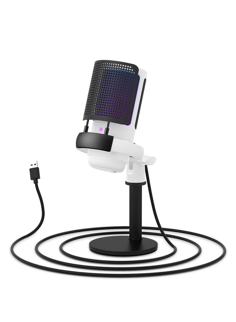 Furtey Condenser Microphone Gaming Microphone on PS4 PS5 With RGB Capability Touch to Mute Plug and Play Gain Knob and Monitoring Microphone  - Image 1