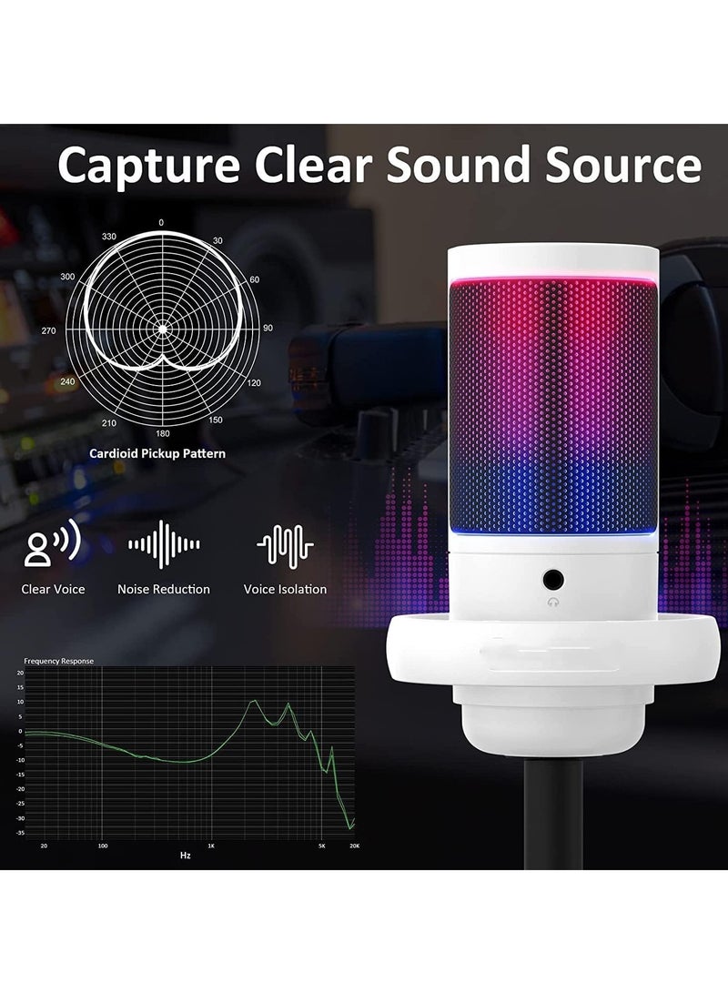 Furtey Condenser Microphone Gaming Microphone on PS4 PS5 With RGB Capability Touch to Mute Plug and Play Gain Knob and Monitoring Microphone  - Image 4
