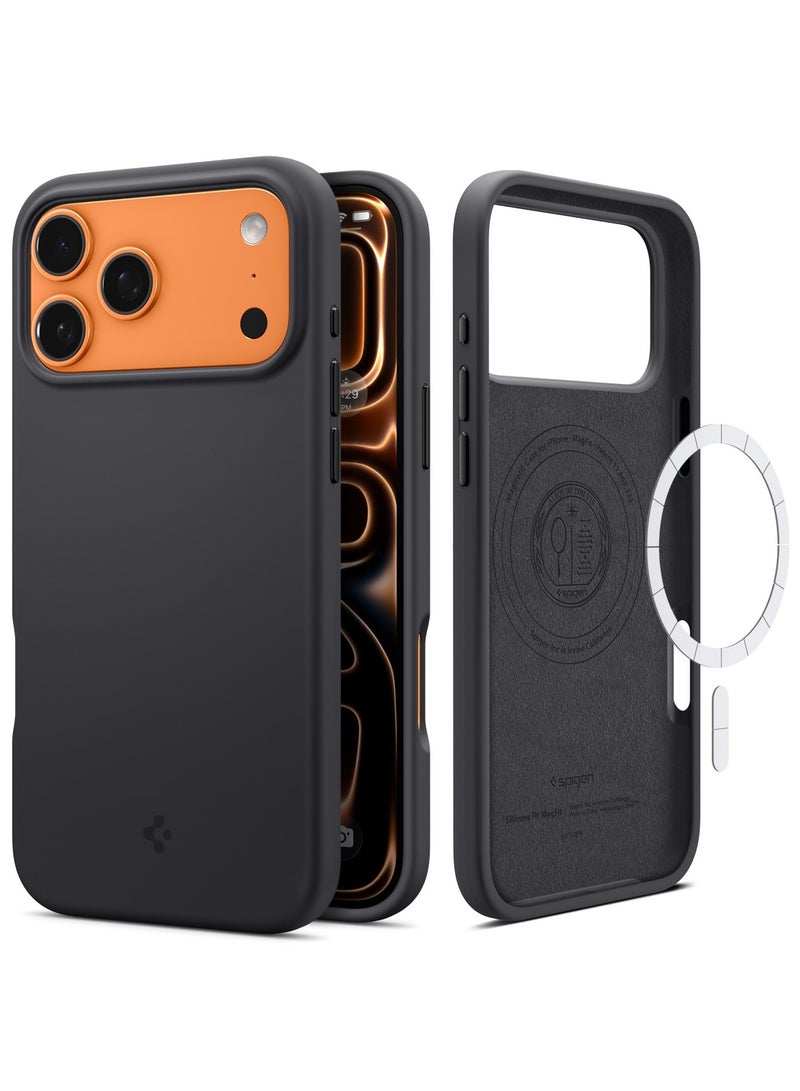 Spigen Silicone Fit MagFit for iPhone 17 Pro MagSafe Case Cover - Black - Image 1