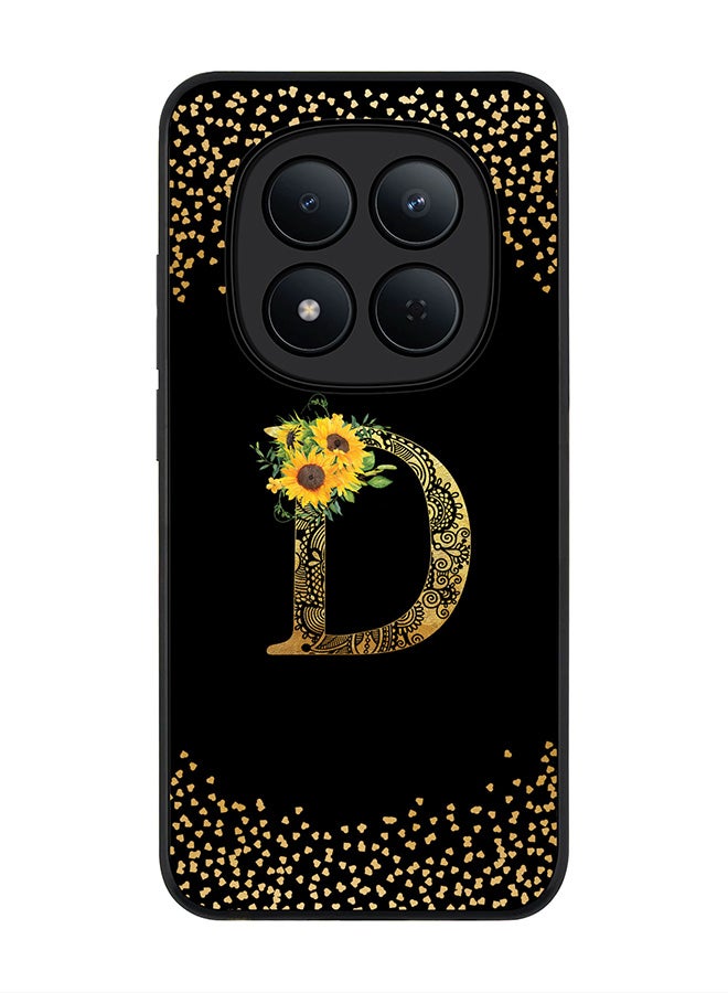 For Xiaomi Redmi Note 15 Pro 5G Case,Slim fit Camera Protection, Shockproof Thin Phone cover  - Custom Floral Monogram - D ( Black )