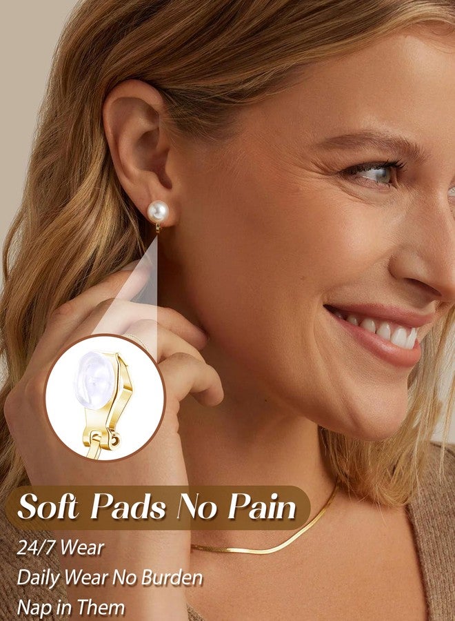 THUNARAZ Gold Clip On Earrings for Women Comfortable Non Pierced Pearl CZ Twist Heart Flower Butterfly Clip Earrings Set Hypoallergenic Fake Clip on Stud Earrings Jewelry, Zinc Cubic Zirconia, Cubic - Image 5