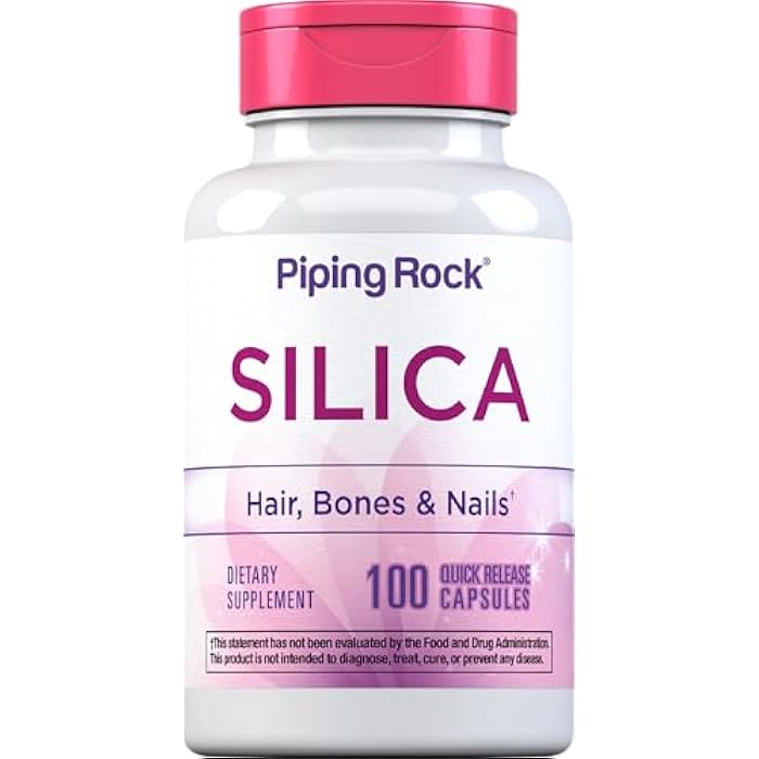 Piping Rock Silica Supplement 500mg | 100 Capsules | Horsetail Extract | Vitamins for Hair, Bones & Nails | Gluten Free, Non-GMO - Image 1