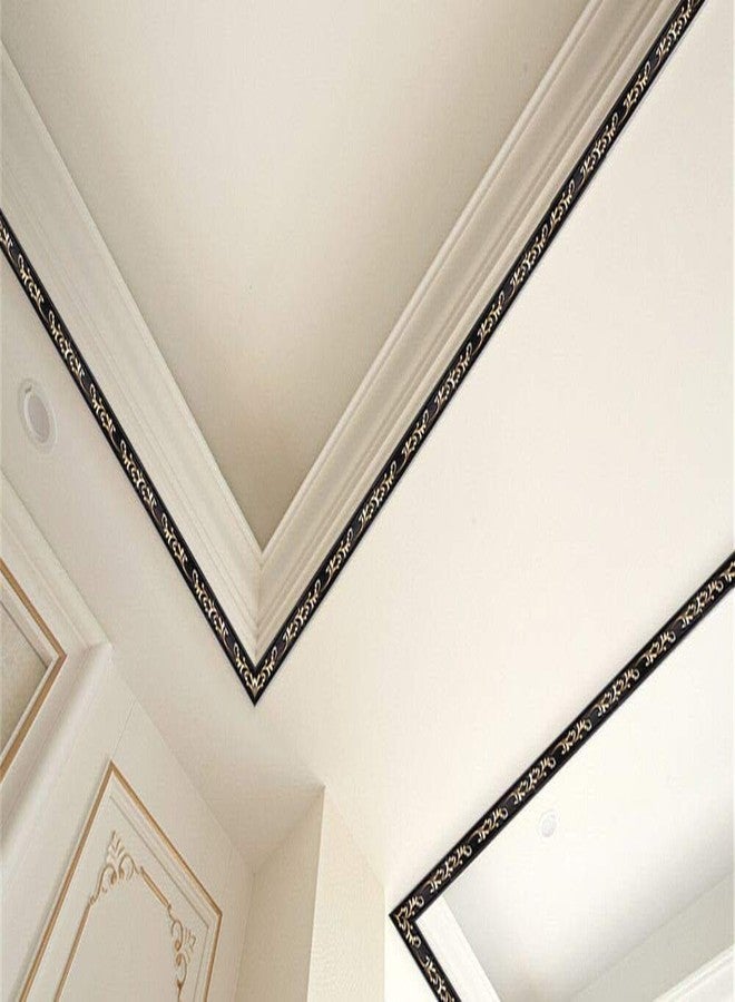 Primst 118 inch Flexible Molding Trim Self Adhesive, 3D Waterproof Crown Molding Ceiling Molding, Wall Lines Wallpaper Border for Home Decor (Black+Gold) - Image 3