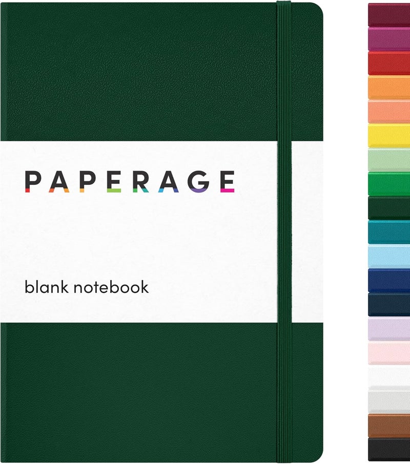ببرج دفتر PAPERAGE الفارغ، (أخضر داكن)، 160 صفحة، متوسط 5.7 بوصة × 8 بوصة - ورق سميك 100 جرام، غلاف مقوى - Image 1