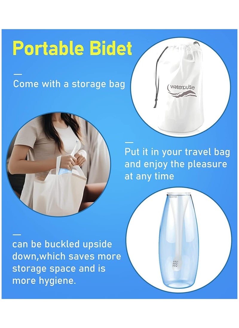waterpulse - WaterPulse 450ml Hygienic Portable Travel Shattaf to Use for Easy Cleaning| Portable Bidet Sprayer of Detachable Nozzle & Head for Toilet Travel, Childbirth Cleaner & Feminine Care (Blue Bidet) - Image 1