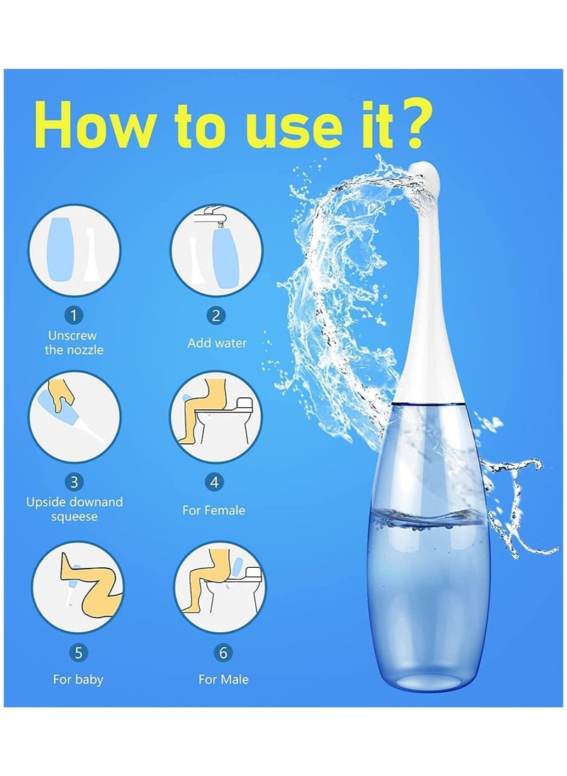 waterpulse - WaterPulse 450ml Hygienic Portable Travel Shattaf to Use for Easy Cleaning| Portable Bidet Sprayer of Detachable Nozzle & Head for Toilet Travel, Childbirth Cleaner & Feminine Care (Blue Bidet) - Image 1