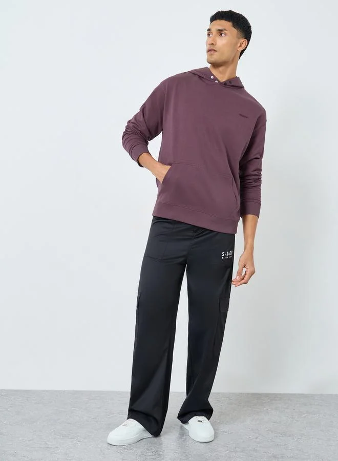 Styli Men Relaxed Fit Embroidered Terry Hoodie