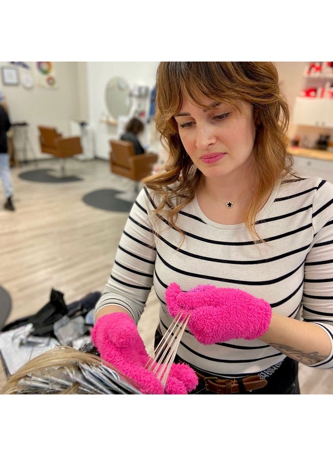 framar - Bleach Blender Microfiber Gloves Hair Dye Gloves Pink Gloves For Hair Salon Supplies Fuzzy Gloves Reusable Gloves For Cleaning Microfiber Mitt For Hairstylist Supplies Hair Color Gloves - Image 1