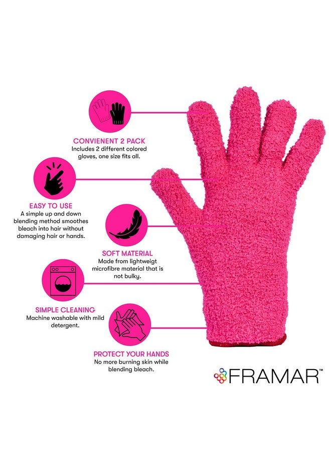 framar - Bleach Blender Microfiber Gloves Hair Dye Gloves Pink Gloves For Hair Salon Supplies Fuzzy Gloves Reusable Gloves For Cleaning Microfiber Mitt For Hairstylist Supplies Hair Color Gloves - Image 1