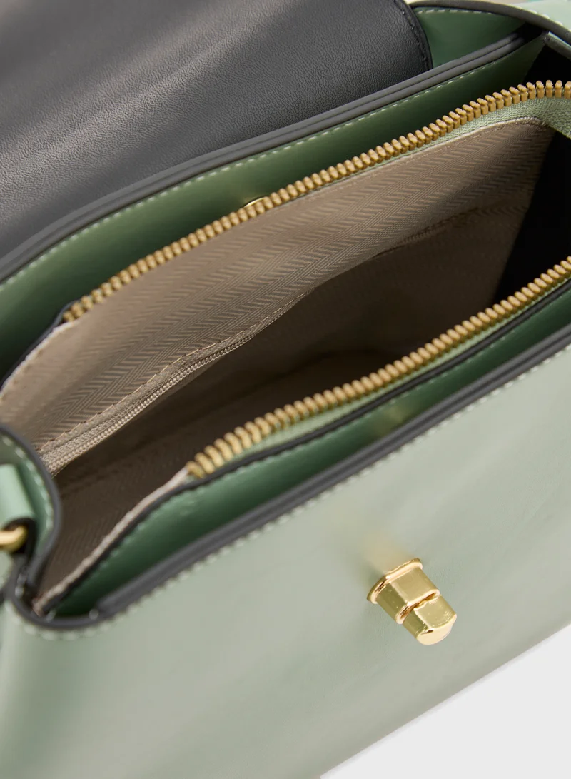 ELLA Minimalist Metal Trim Satchel Bag
