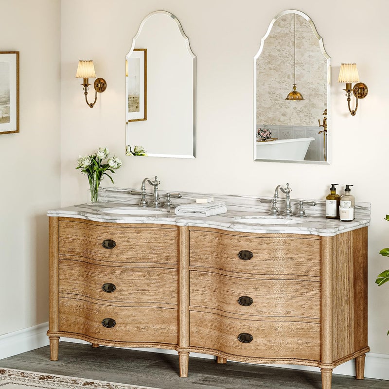Pocetry 20"x36" Frameless Arched Mirror for Wall, Vintage Scalloped Top Vanity Mirror with Solid Backing, Beveled Edge Decorative Mirror for Entryway & Powder Room - Image 5