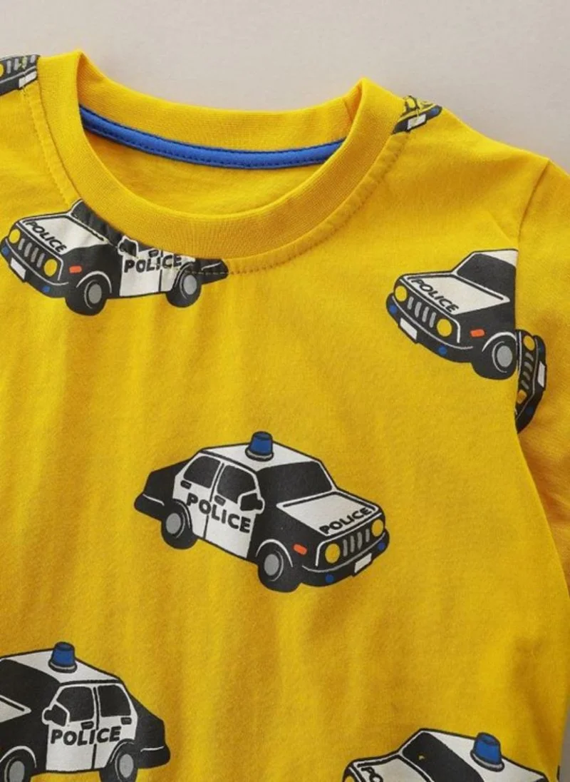 يونيكي Yellow Conversational Printed Round Neck T-shirt