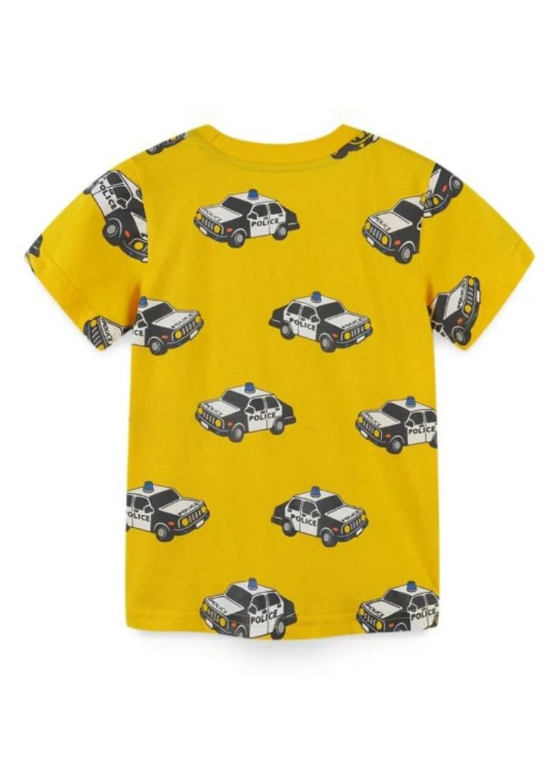 YUNIQEE Yellow Conversational Printed Round Neck T-shirt