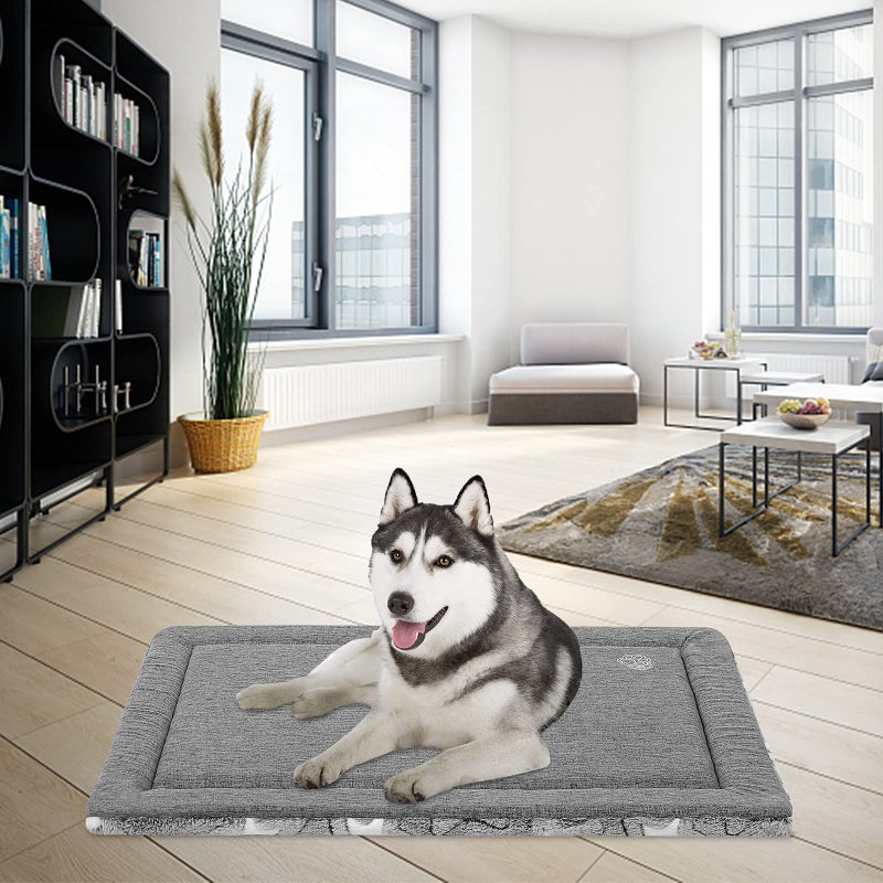EMPSIGN Dog Crate Pad - Reversible Kennel Mat (Cool & Warm), Machine Washable, Cozy Star Pattern Sleeping Pad for Small Medium Large Dogs, All-Season Pet Bed, Suitable for 36"x24" Dog Crate, Grey - Image 5