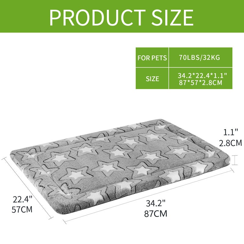 EMPSIGN Dog Crate Pad - Reversible Kennel Mat (Cool & Warm), Machine Washable, Cozy Star Pattern Sleeping Pad for Small Medium Large Dogs, All-Season Pet Bed, Suitable for 36"x24" Dog Crate, Grey - Image 2