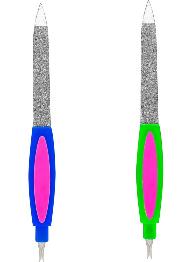 مبرد أظافر احترافي مزدوج الوجه مع قاطع جلد ميت ودافع كيوتكل – أداة عناية بالأظافر لليد والقدم للاستخدام المنزلي والصالونات - Image 2