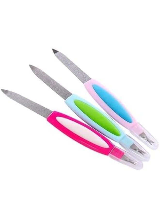 مبرد أظافر احترافي مزدوج الوجه مع قاطع جلد ميت ودافع كيوتكل – أداة عناية بالأظافر لليد والقدم للاستخدام المنزلي والصالونات - Image 3