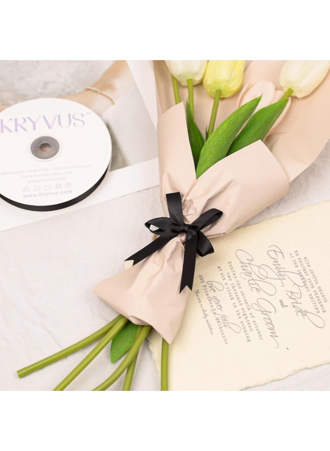 NIIMBOT Black Satin Ribbon 2cm x 100yds, Thin Solid Color Satin Ribbon for Gift Wrapping, Crafts, Hair Bows Making, Wedding Party Decoration, Sewing, Invitation Cards, Floral Bouquets - Image 5