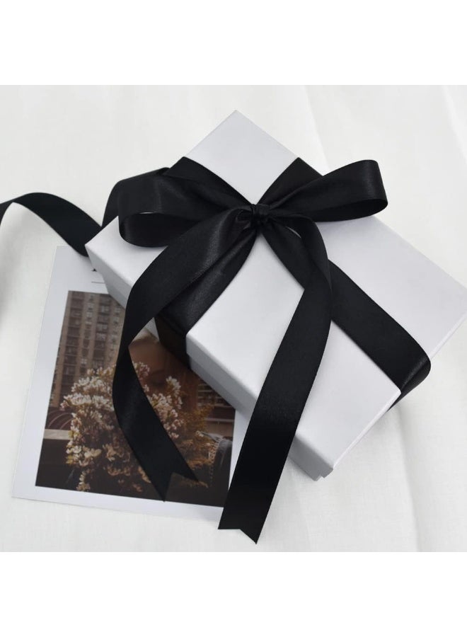 NIIMBOT 1 Roll Black Satin Ribbon, 2cm x 100 Yards, Yards Double Faced Polyester Ribbon, Polyester Decorative Ribbon for Gift Wrapping, Party Favors, Wedding Decorations, Bow Making, Bouquets, Party Decorations, Balloons, Bouquets and Gift Wrapping - Image 4