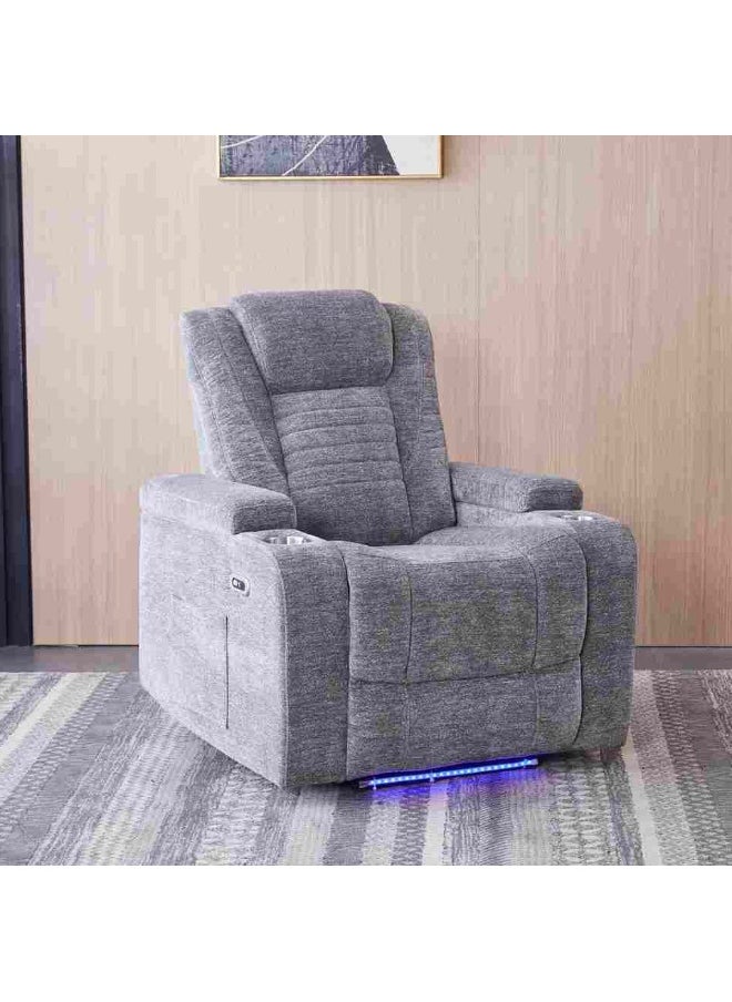 Home Box Jamaica NXT 2-Cup Holder Power Fabric Armchair Recliner Sofa with Arm Storage and LED Lights  - Image 1