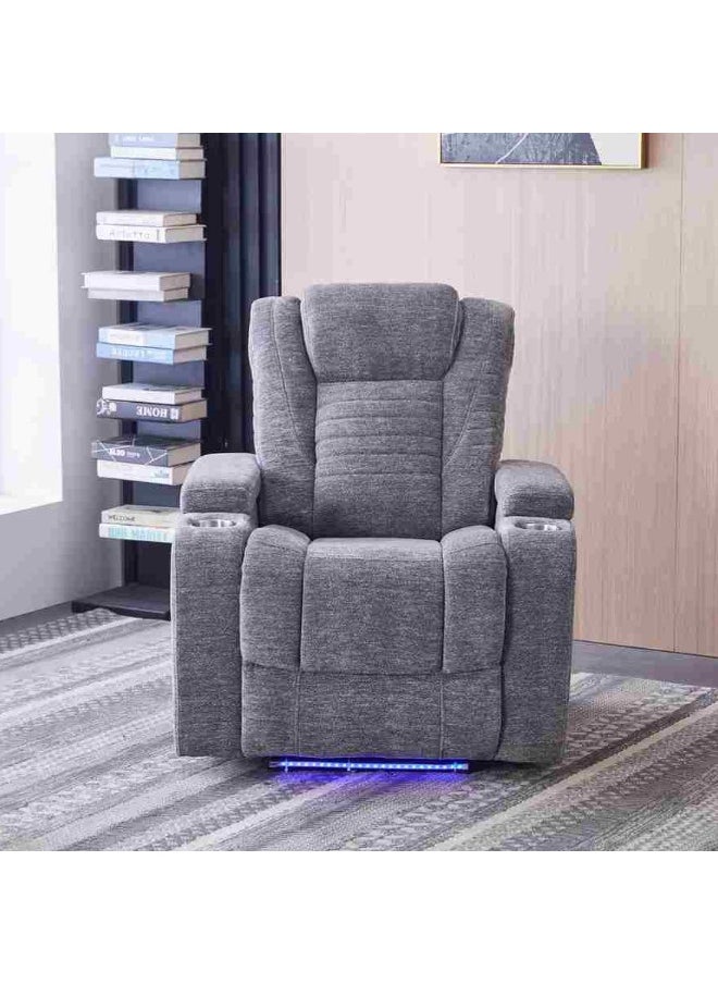 Home Box Jamaica NXT 2-Cup Holder Power Fabric Armchair Recliner Sofa with Arm Storage and LED Lights  - Image 3
