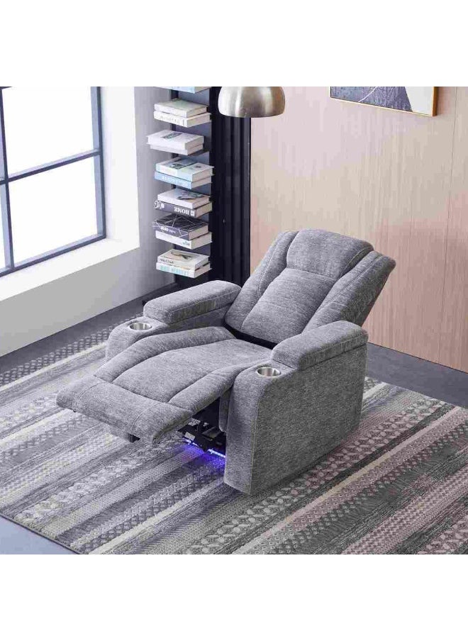 Home Box Jamaica NXT 2-Cup Holder Power Fabric Armchair Recliner Sofa with Arm Storage and LED Lights  - Image 2