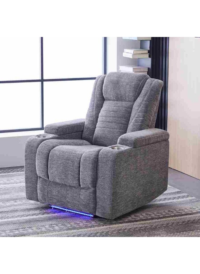Home Box Jamaica NXT 2-Cup Holder Power Fabric Armchair Recliner Sofa with Arm Storage and LED Lights  - Image 4