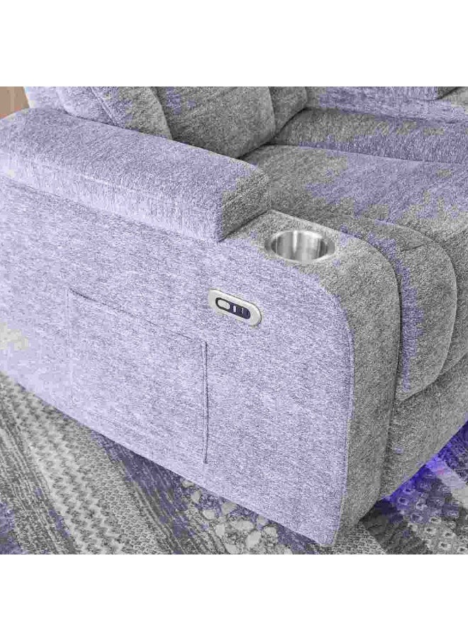 Home Box Jamaica NXT 2-Cup Holder Power Fabric Armchair Recliner Sofa with Arm Storage and LED Lights  - Image 5