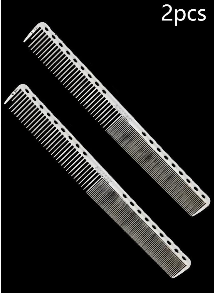 مشط تصفيف الشعر مكون من قطعتين من الفولاذ المقاوم للصدأ، مشط احترافي لقص الشعر، أداة تصفيف الشعر لجميع أنواع الشعر، مشط حلاقة ذو أسنان رفيعة وواسعة (فضي) - Image 1