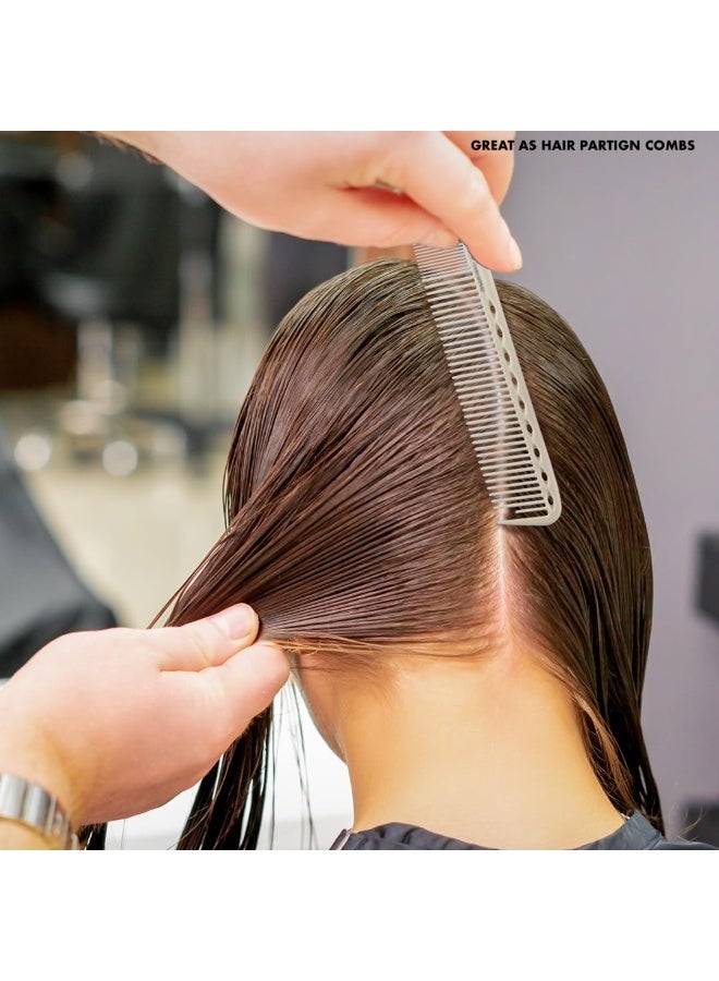 مشط تصفيف الشعر مكون من قطعتين من الفولاذ المقاوم للصدأ، مشط احترافي لقص الشعر، أداة تصفيف الشعر لجميع أنواع الشعر، مشط حلاقة ذو أسنان رفيعة وواسعة (فضي) - Image 5