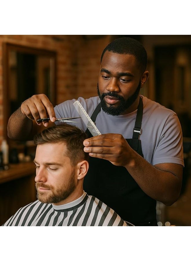 مشط تصفيف الشعر مكون من قطعتين من الفولاذ المقاوم للصدأ، مشط احترافي لقص الشعر، أداة تصفيف الشعر لجميع أنواع الشعر، مشط حلاقة ذو أسنان رفيعة وواسعة (فضي) - Image 4