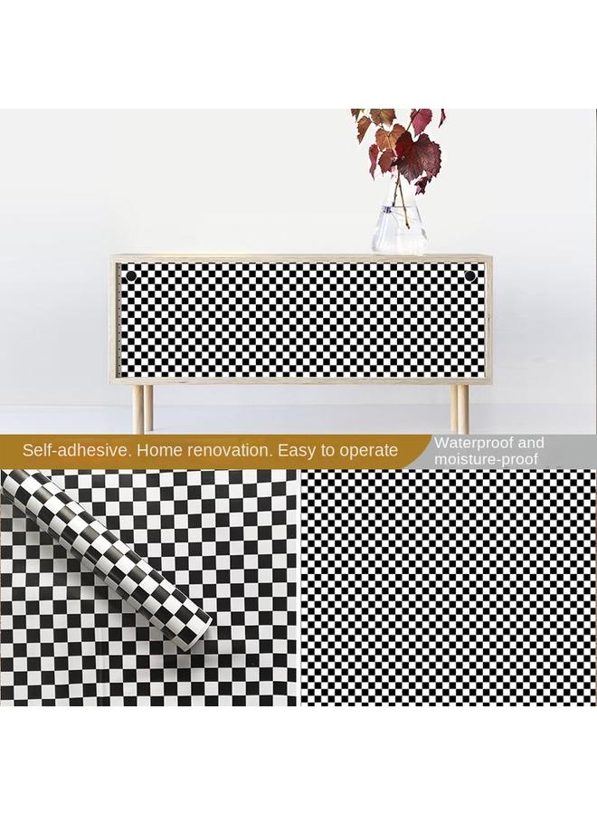 Bluejw Nordic Striped Wallpaper Self-adhesive Living Room Dormitory Checkerboard Ins Background Wallpaper Adhesive Wardrobe Ins Paper - Image 1