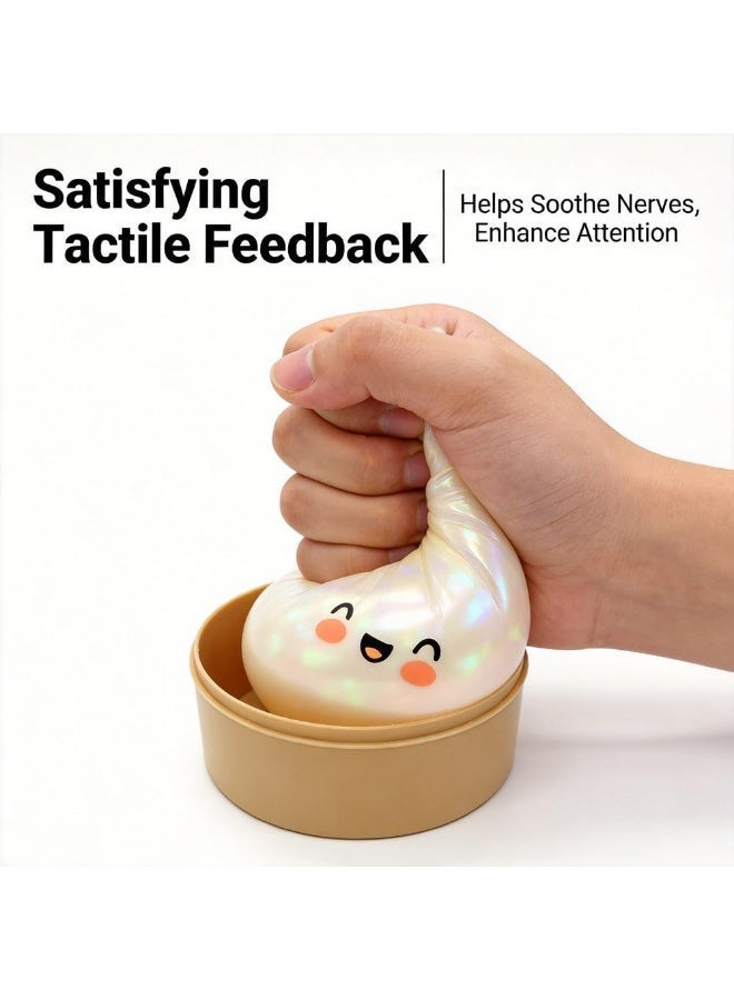 Dumpling Squishy Toy with Steamer Box, Soft Slow Rising PU Foam Stress Relief Squeeze Toy for Kids & Adults, Sensory Fidget Toy, Anxiety Relief, Collectible Food Squishy, 1 Piece - Image 4