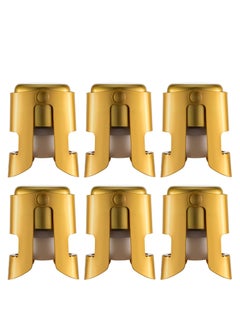 KASTWAVE Champagne Stoppers Stainless Steel Gold Sealer Stopper 6 Pack  - Image 1