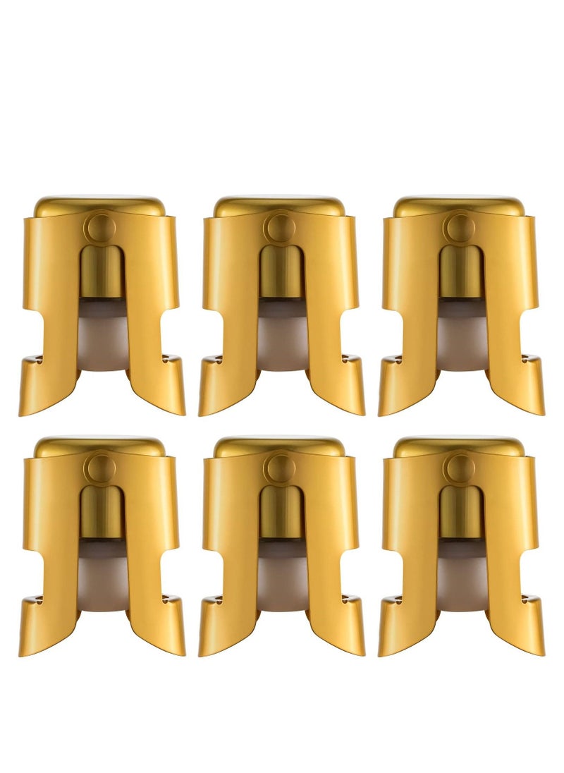 KASTWAVE Champagne Stoppers Stainless Steel Gold Sealer Stopper 6 Pack  - Image 1