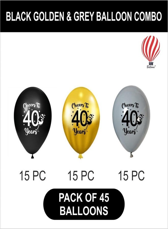 HK balloons Pack of 40th Milestone Age birthday themed printed balloons - Image 2