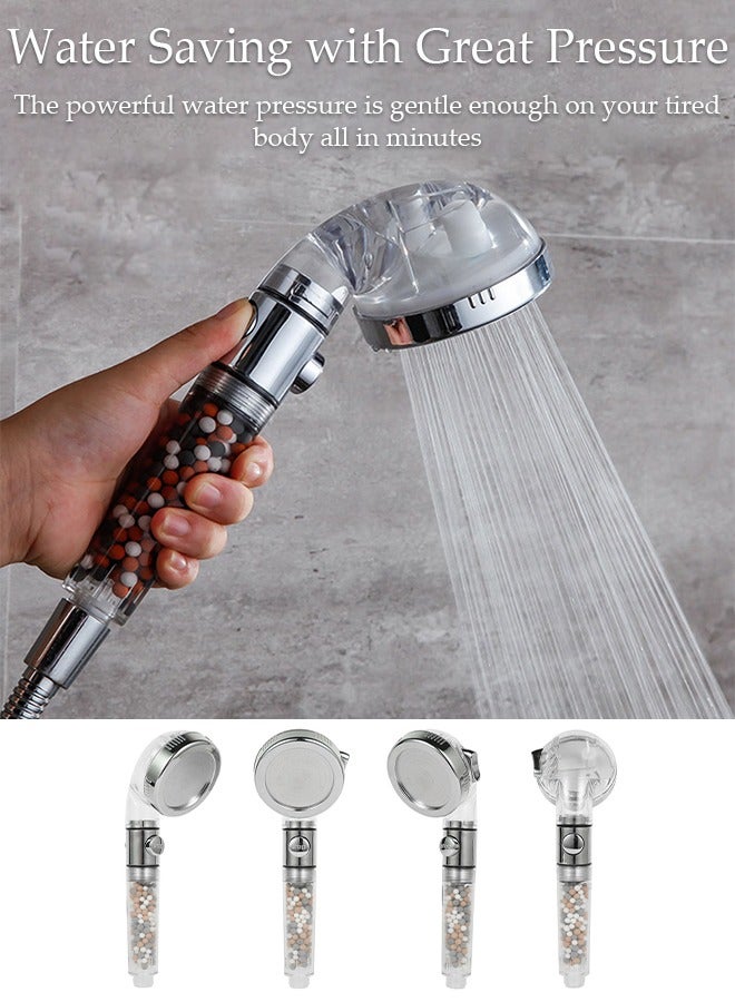 Loquat High Pressure Water Saving Bath Switch Shower Head With Handheld Hose Holder  PTFE Tape Silver/Clear Filtered - Image 5