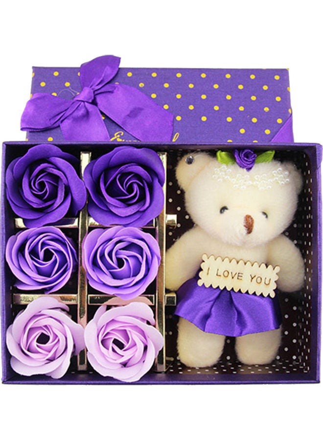 NIBEMINENT 6-Piece Artificial Soap Rose Flower Bear Doll