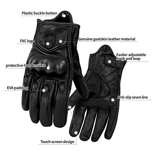 FXC Touch Screen Full Finger Motorcycle Leather Gloves Men's Premium Protective motorbike - Image 2