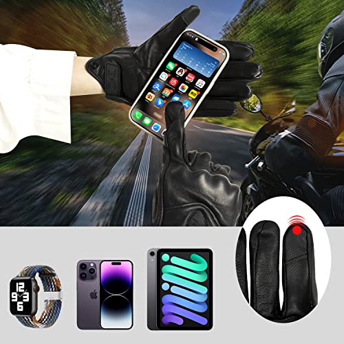 FXC Touch Screen Full Finger Motorcycle Leather Gloves Men's Premium Protective motorbike - Image 3