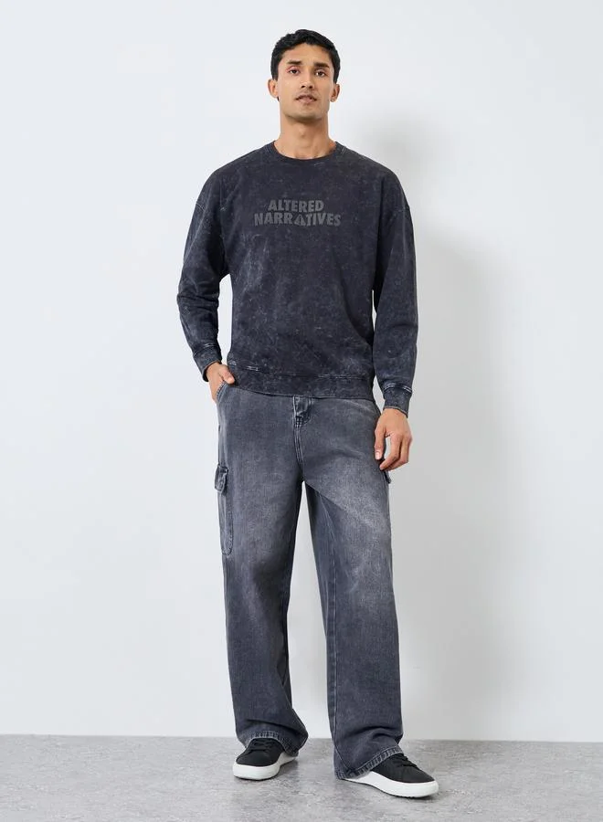 ستايلي سويت شيرت مغسول بقصة واسعة