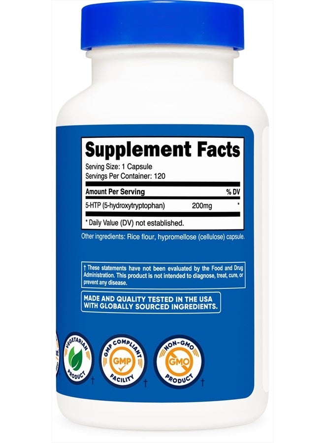 Nutricost 5-HTP 200 مجم، 120 كبسولة نباتية (5-هيدروكسي تريبتوفان) - خالية من الكائنات المعدلة وراثيًا وخالية من الجلوتين - Image 5